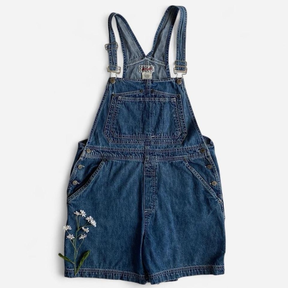 SOLDVintage 90s blue denim overall shortsSOLD - Picture 2 of 8